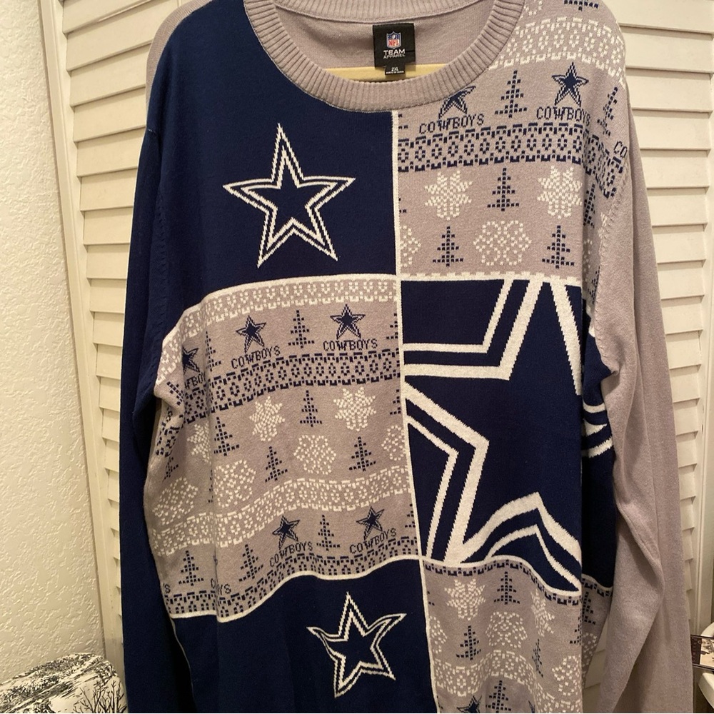 DALLAS COWBOYS NEW NFL Sweater Christmas Blue/Gray/White 100% Cotton Men’s 2XL